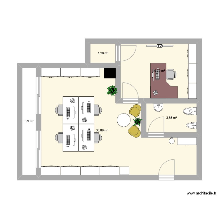 Bureau AREX. Plan de 5 pièces et 51 m2