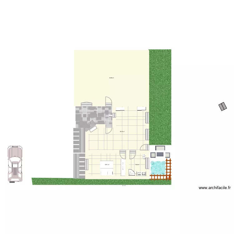 extension maison. Plan de 4  et 123 m²