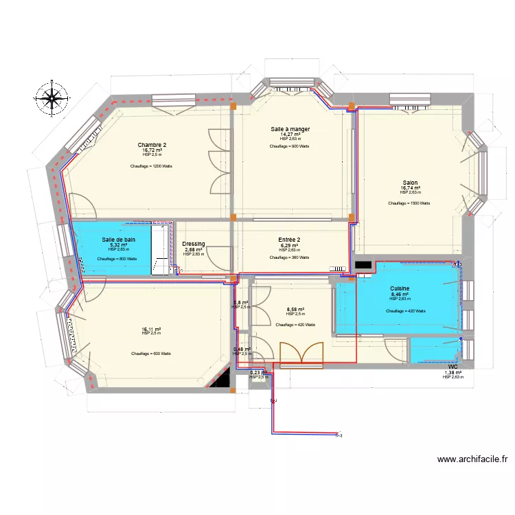 APPART-VIRORG-PLOMBERIE-PARTAGE. Plan de 15  et 99 m²