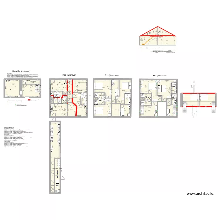 Batiment &agrave; renover. Plan de 40  et 313 m²
