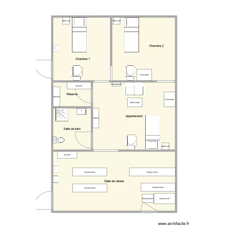 salle 206. Plan de 6  et 86 m²