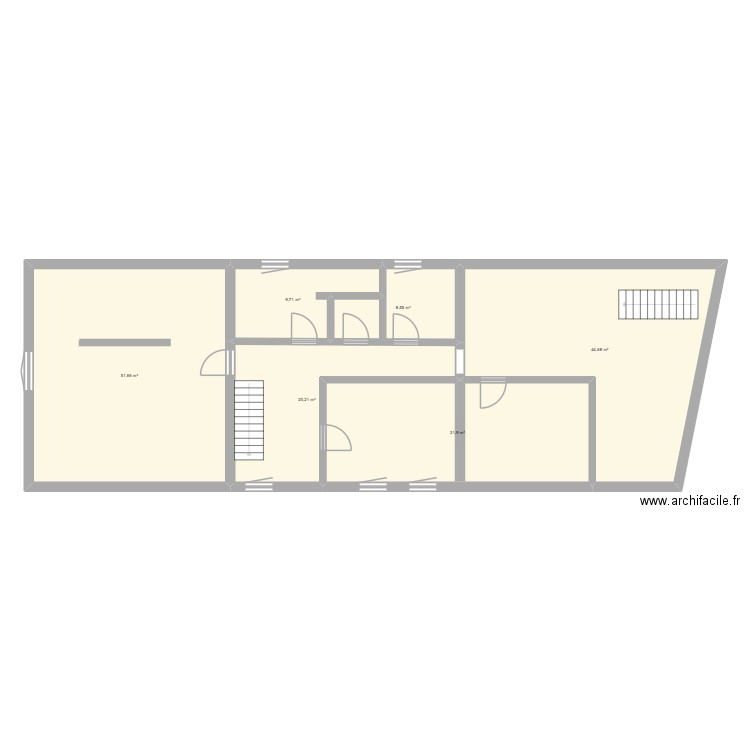1°JC. Plan de 6 pièces et 167 m2
