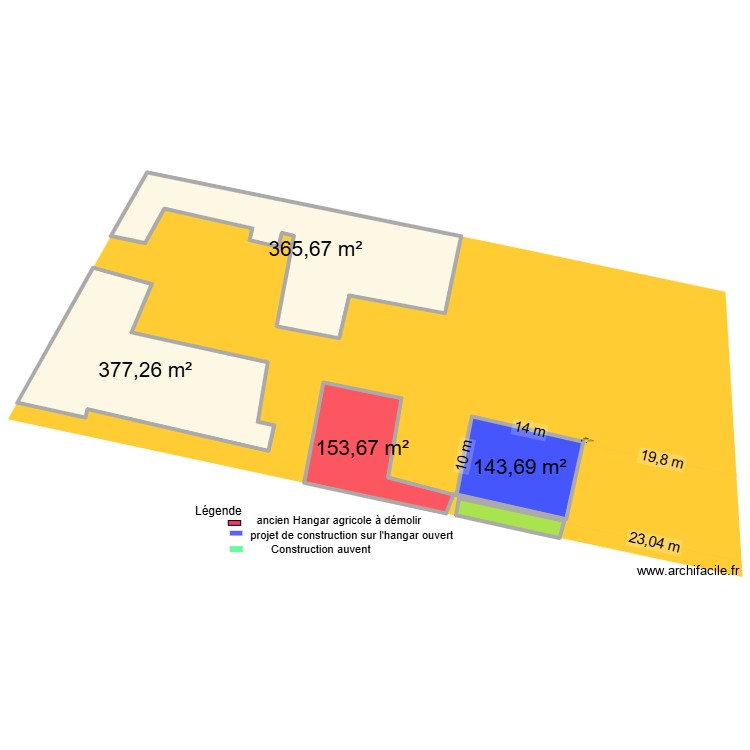permis hangar. Plan de 0 pièce et 0 m2