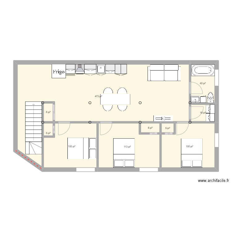 sous-sol monseigneur dufour. Plan de 10 pièces et 81 m2