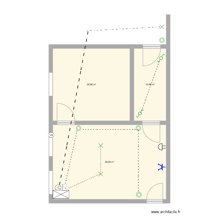 la poste. Plan de 3 pièces et 76 m2