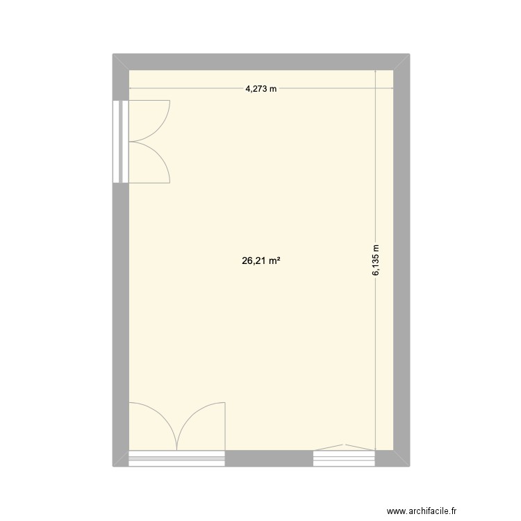 Piece de Vie. Plan de 1 pièce et 26 m2