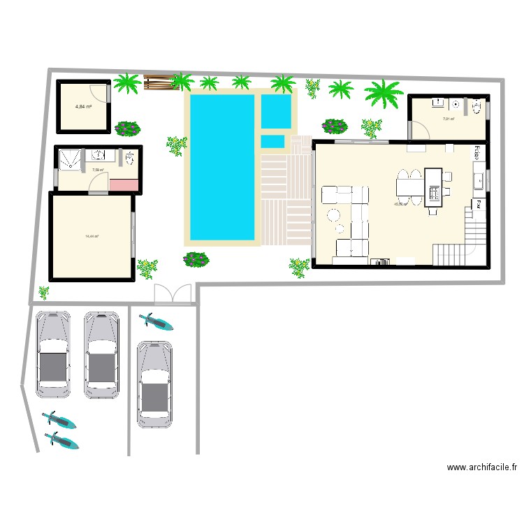 Villa 2 - Lantai 1 - No Cotation. Plan de 5 pièces et 79 m2