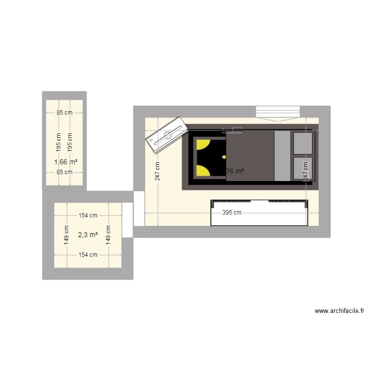 Aménagement de l'appartement  . Plan de 3 pièces et 14 m2