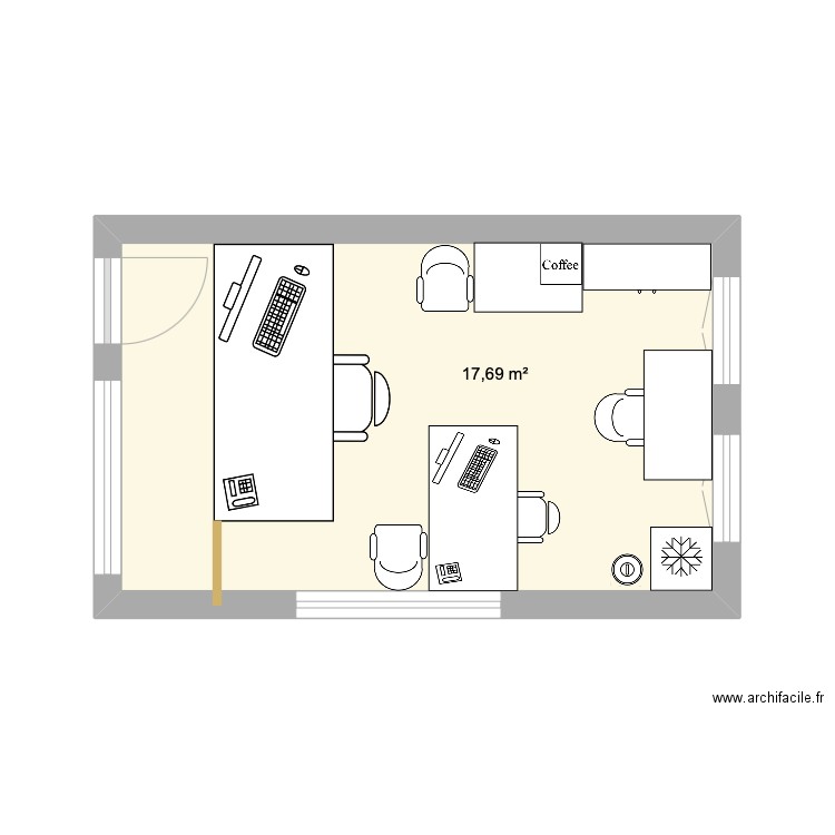 Vie scolaire. Plan de 1 pièce et 18 m2