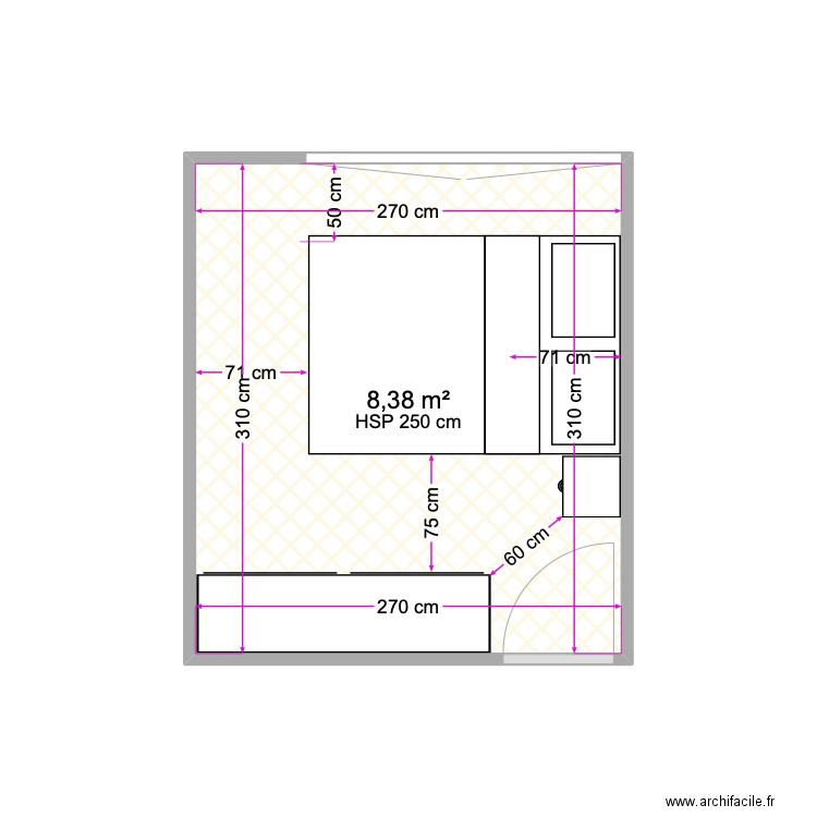 Home Staging 2. Plan de 1 pièce et 8 m2