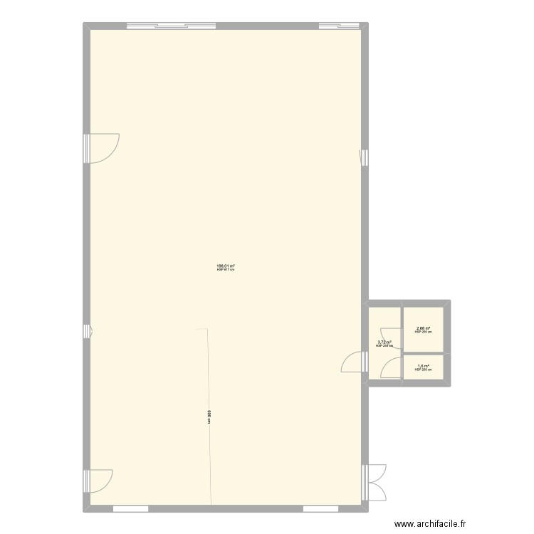 SALLE DU TAUREAU. Plan de 4 pièces et 206 m2