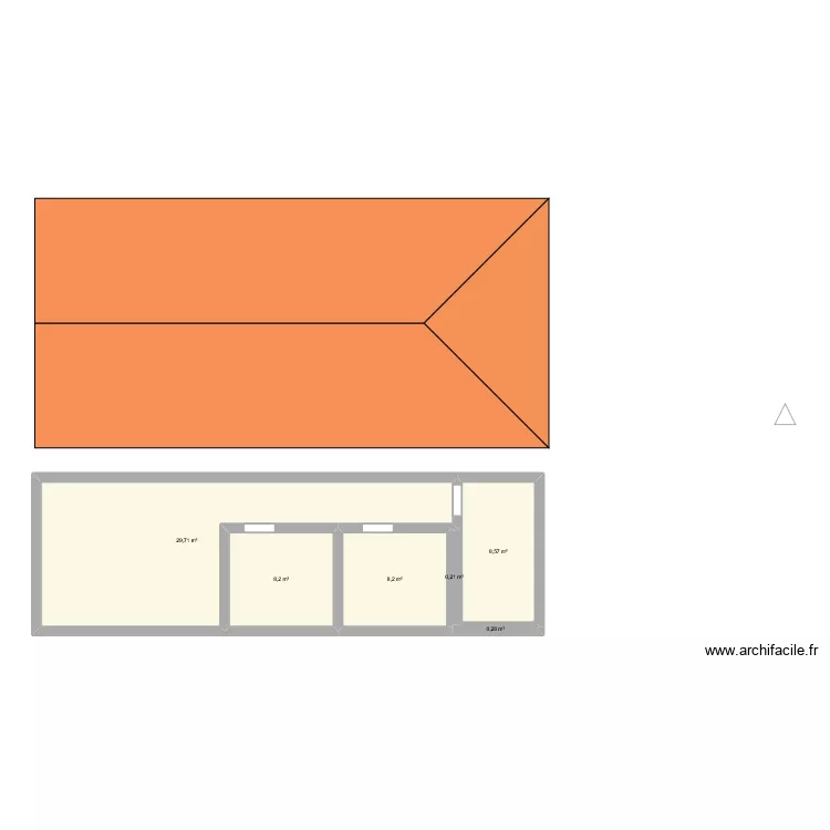 Chambres &eacute;tage. Plan de 6  et 55 m²