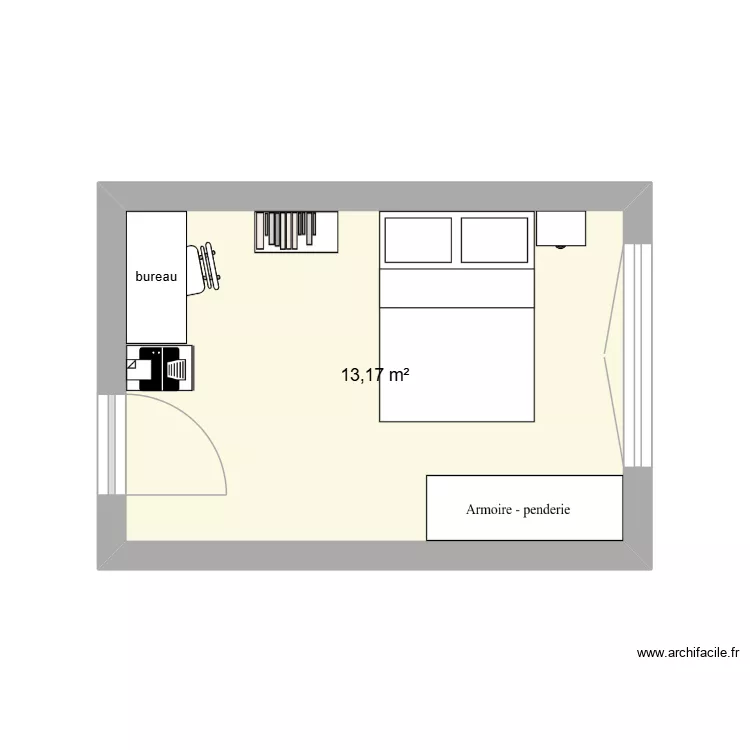 chambre. Plan de 1  et 13 m²