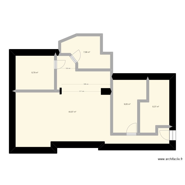 rdc beauvois modif. Plan de 5 pièces et 80 m2