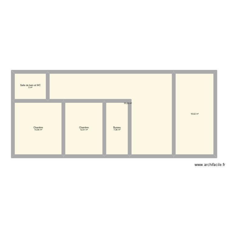 Etage maison. Plan de 6 pièces et 91 m2