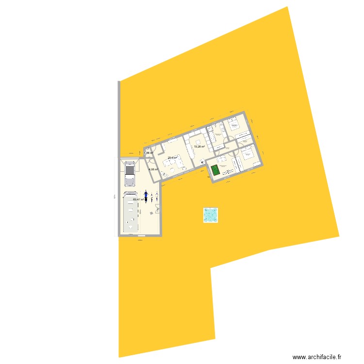implantation 2. Plan de 11 pièces et 182 m2