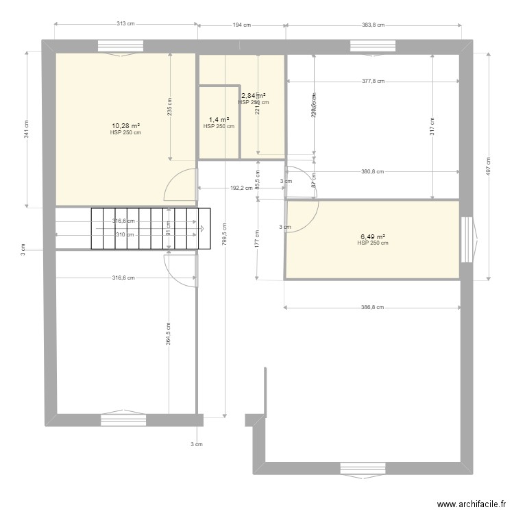 modifs etage 1. Plan de 4 pièces et 21 m2