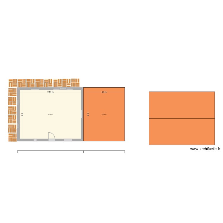 astaillac toit. Plan de 2 pièces et 72 m2