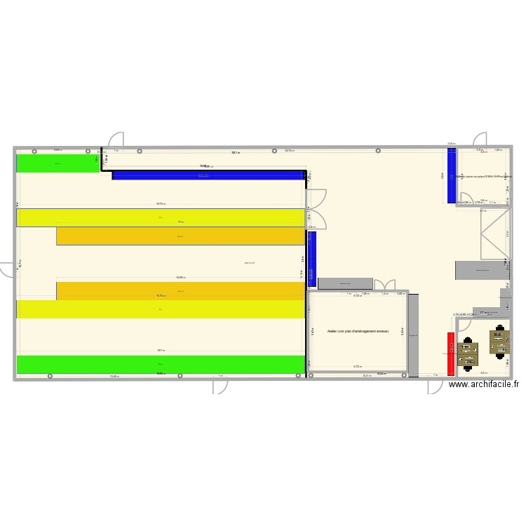Entrepôt. Plan de 4 pièces et 564 m2