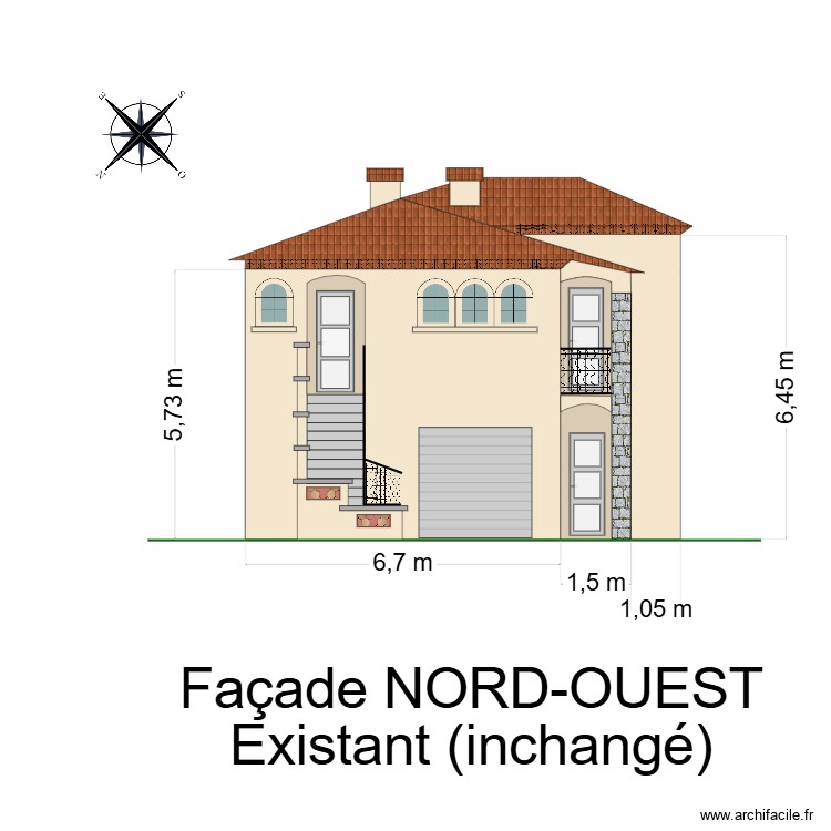 Escourche Fa&ccedil;ade NORD-OUEST existant. Plan de 0 pièce et 0 m2