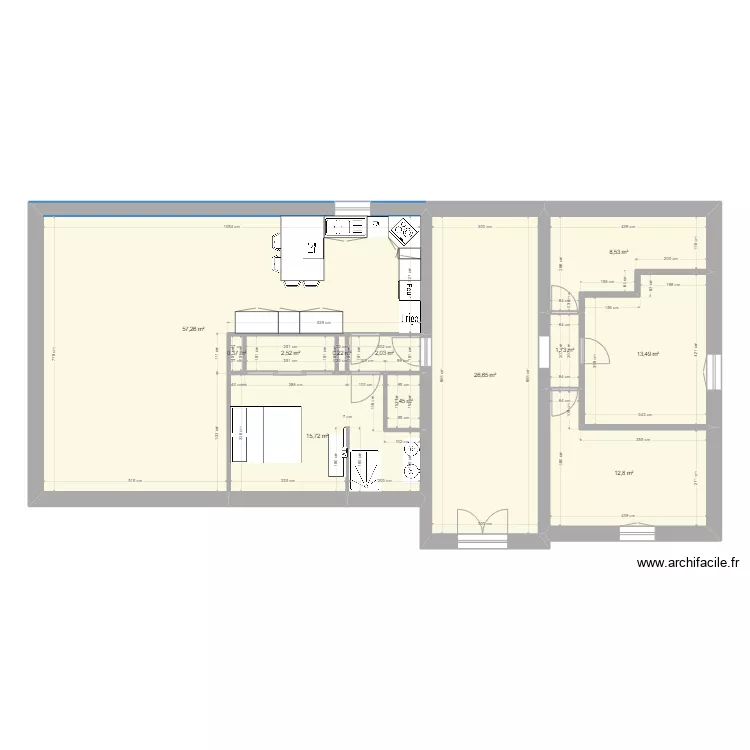 maison Valeilles avec modf cuisine_V2. Plan de 