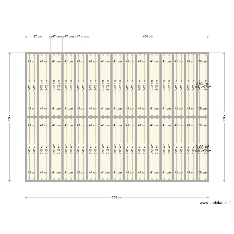 plancher studio 2. Plan de 30 pièces et 30 m2