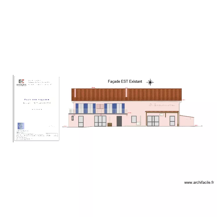 Port d'alon fa&ccedil;ade EST Existant. Plan de 