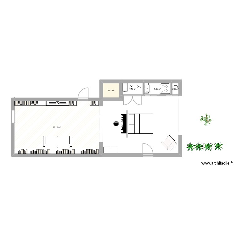 Sanary. Plan de 5 pièces et 34 m2