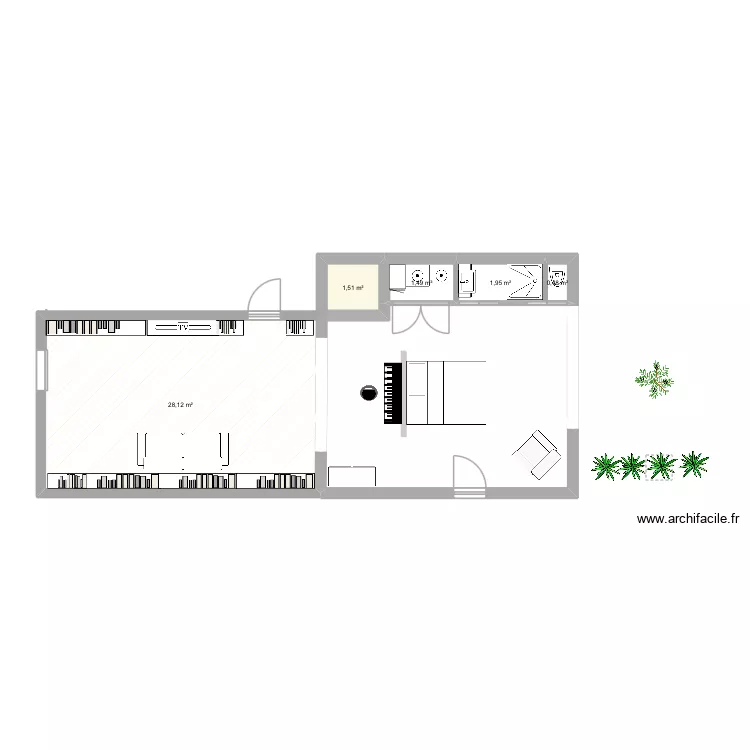Sanary. Plan de 5 pièces et 34 m²