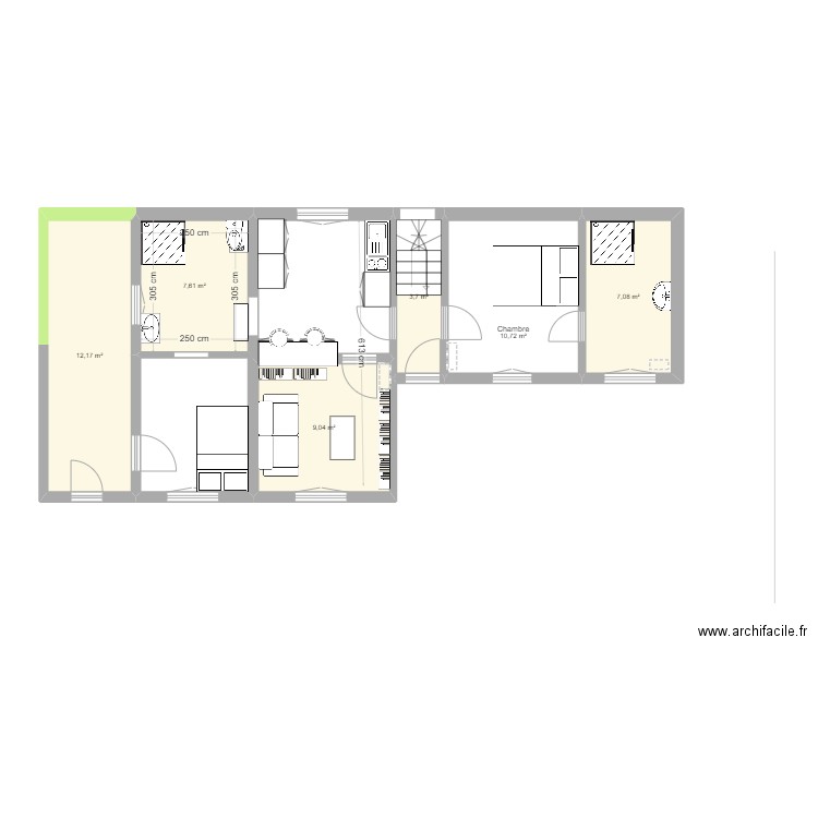 Cuvier 2. Plan de 6 pièces et 50 m2