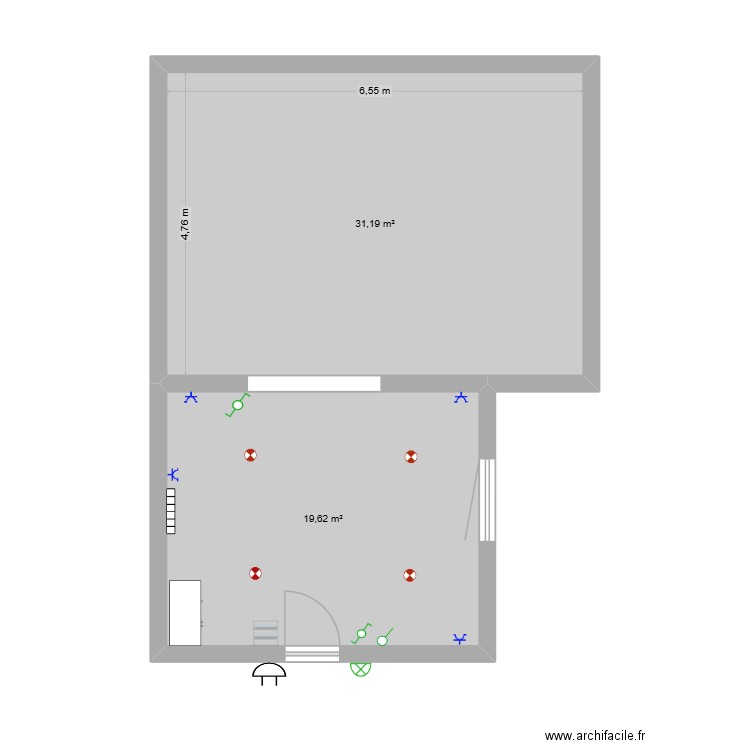 mini  maison. Plan de 2 pièces et 51 m2