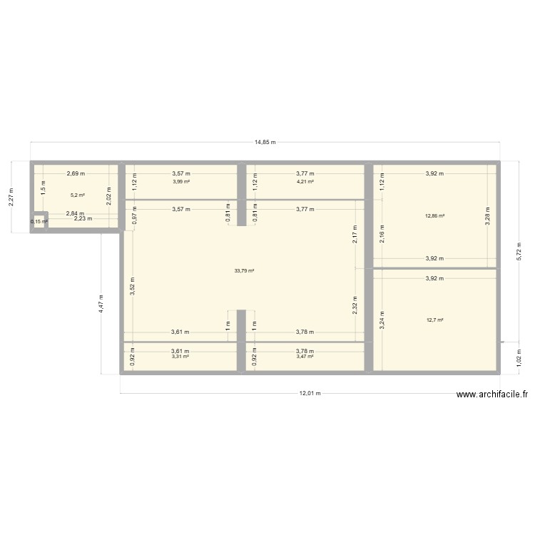 combles TER VVa. Plan de 9 pièces et 80 m2