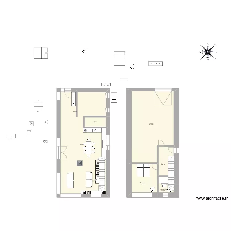 Maison 2 Chambres. Plan de Maison 2 Chambres. Plan de