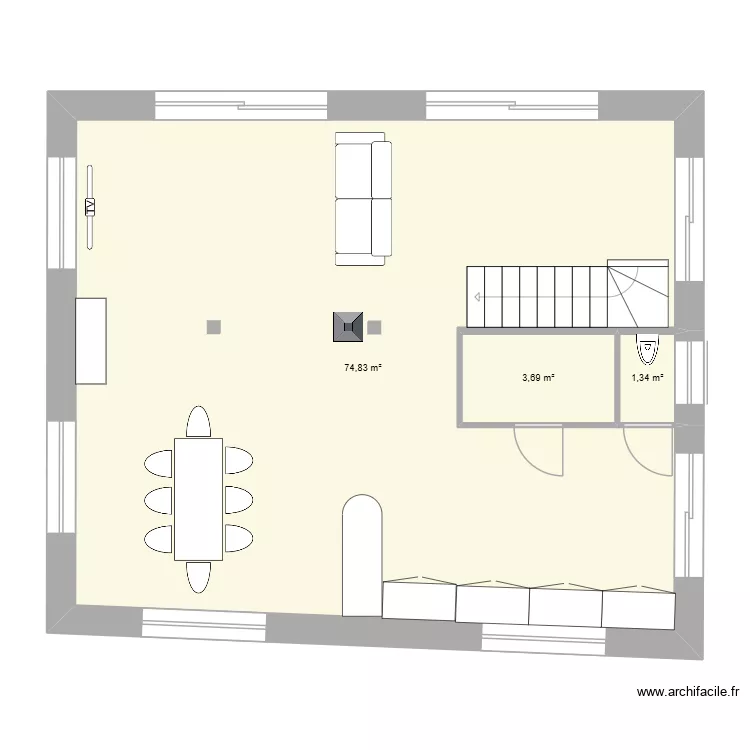 CHALET-BAS. Plan de 3 pièces et 80 m²