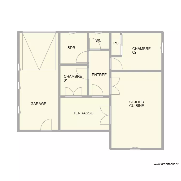 BAGNOLS RDC COZIC. Plan de 9  et 41 m²