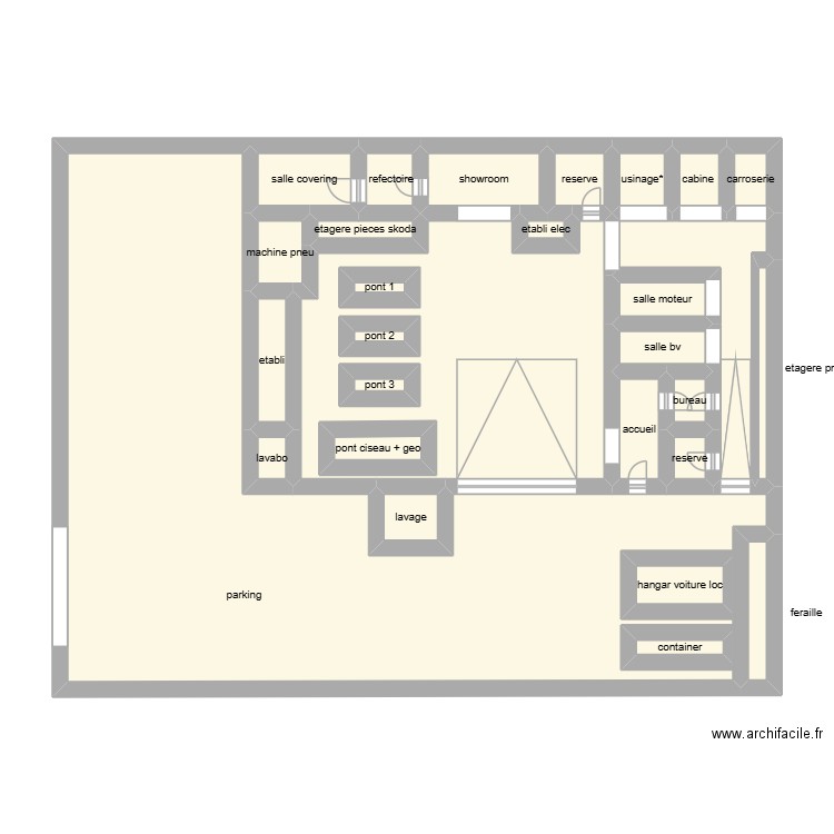 garage express auto sport. Plan de 29 pièces et 91 m2