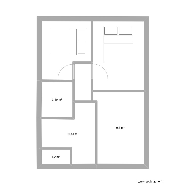 GAROUTE 3. Plan de 4 pièces et 21 m2