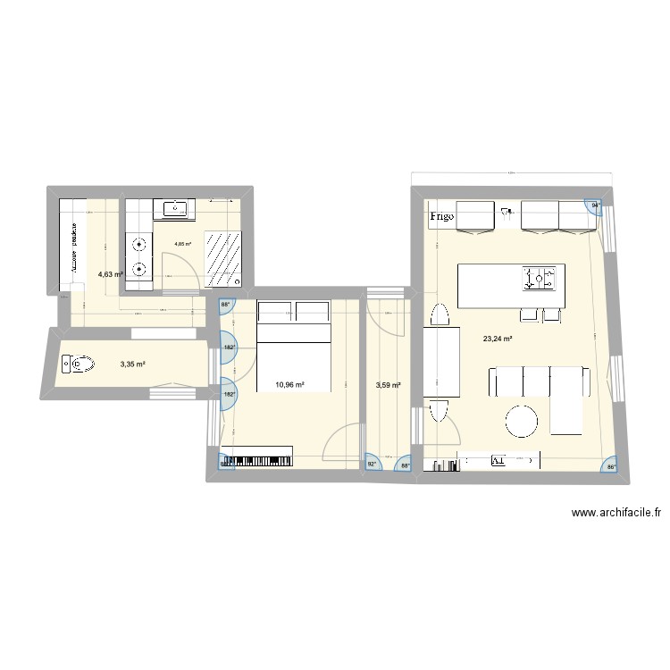 Appart Buhan v3. Plan de 6 pièces et 51 m2