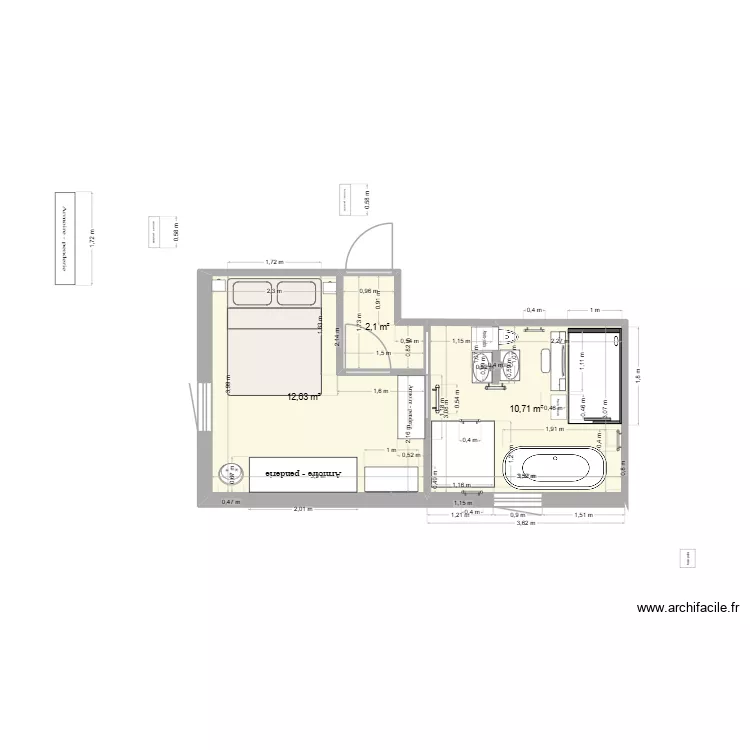 chambre et sdb rdc neuve chapelle. Plan de 3 et 25 m² chambre et sdb rdc neuve chapelle. Plan de 3 et 25 m²