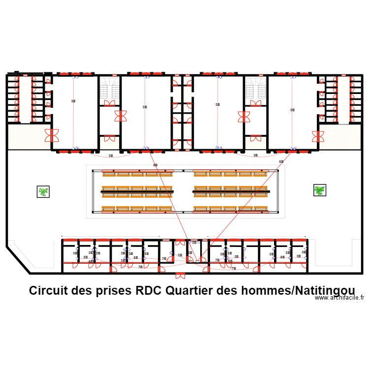 Circuit des prises RDC Quartier des hommes. Plan de 0 pièce et 0 m2