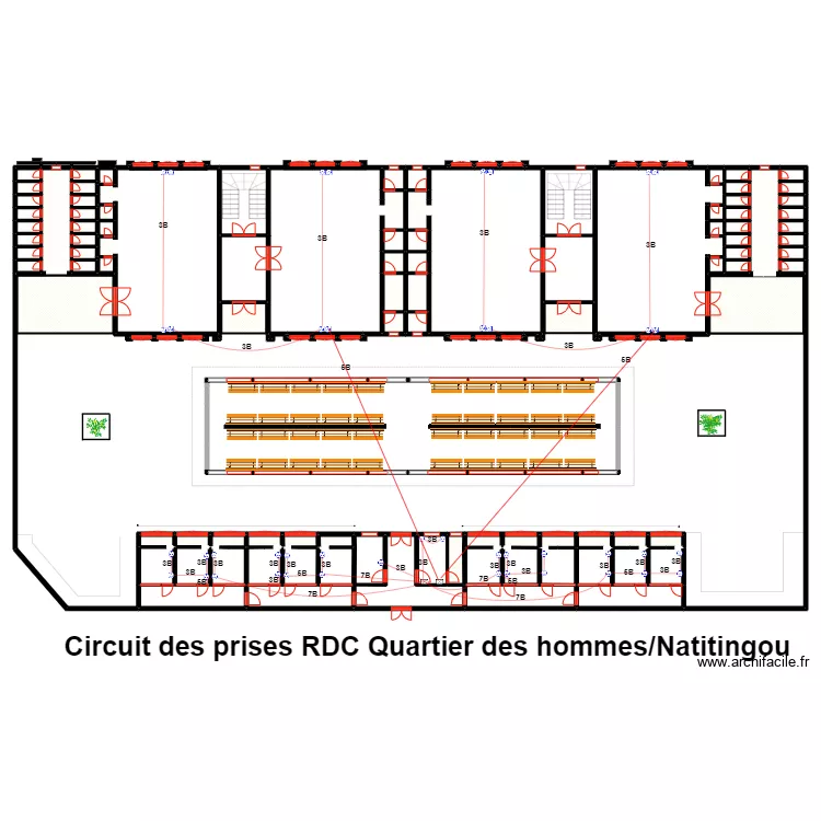Circuit des prises RDC Quartier des hommes. Plan de 