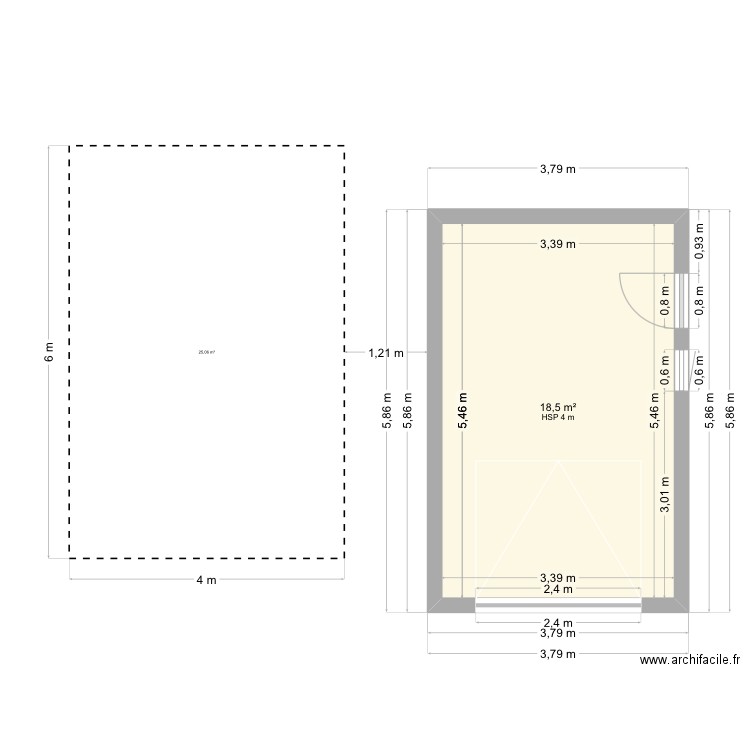 Garage. Plan de 1 pièce et 19 m2