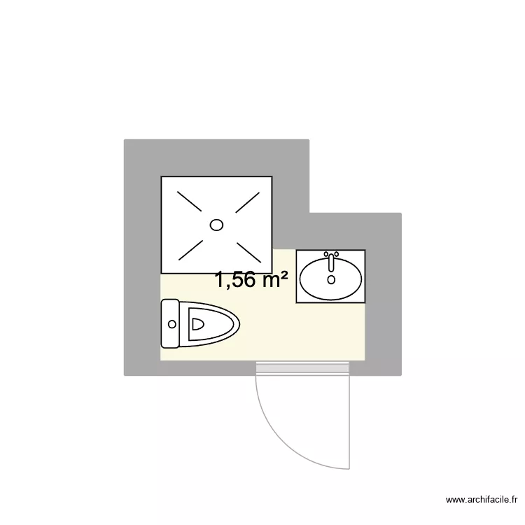Tolbiac SDB. Plan de 1  et 2 m²