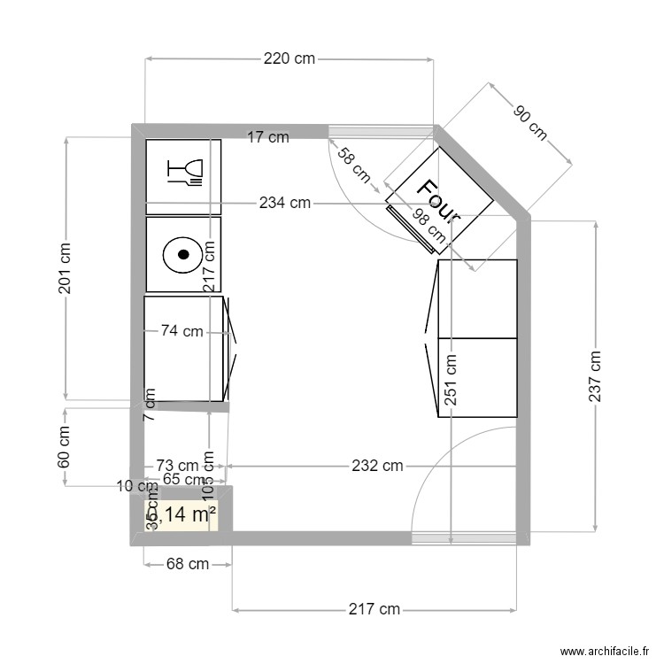 Anissa Cuisine V2. Plan de 1 pièce et 0 m2