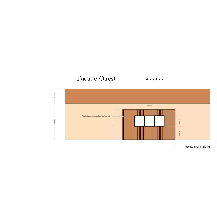 Fa&ccedil;ade ouest apr&eacute;s travaux. Plan de 