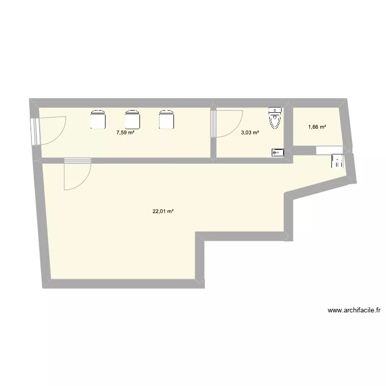 local pro toilettes PMR. Plan de 