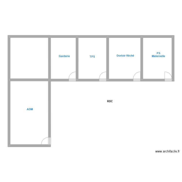 Mixte A rdc. Plan de 3 pièces et 46 m2
