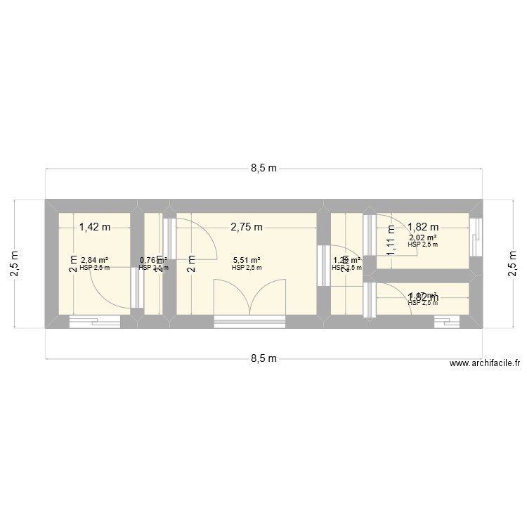Maison 30 tôles. Plan de 6 pièces et 14 m2