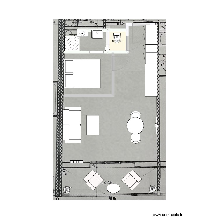 EG N. Plan de 1 pièce et 1 m2