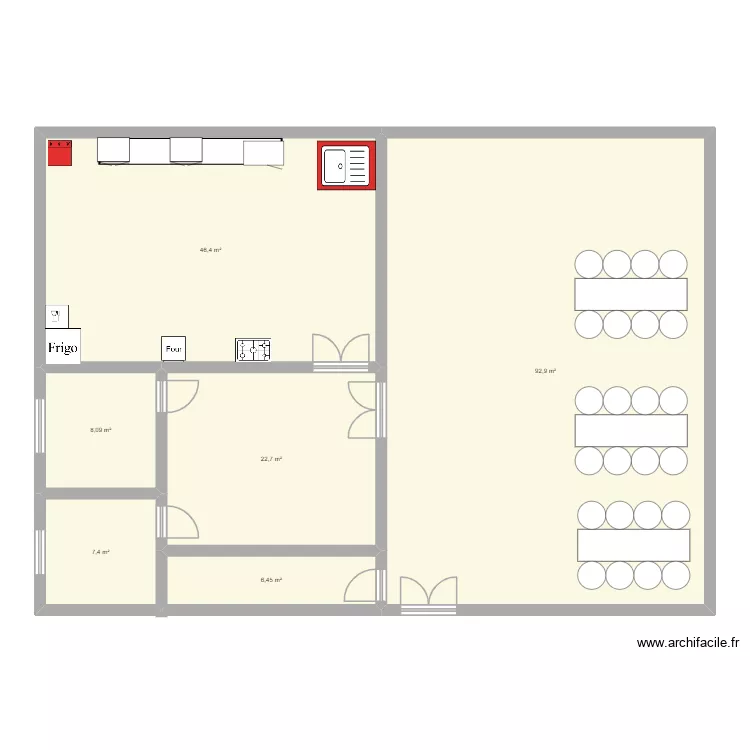 ali. Plan de 6  et 184 m²